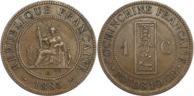 Europäische Münzen und Medaillen, Frankreich / France. Französisch-Indochina. 1 Centime 1885 A. Bronze. KM 1. Sehr schön-vorzüglich