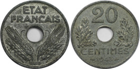 Europäische Münzen und Medaillen, Frankreich / France. 20 Centimes 1943. Zink. KM 900.2. Stempelglanz