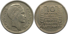 Europäische Münzen und Medaillen, Frankreich / France. 10 Francs 1948. Kupfer-Nickel. KM 909.1. Vorzüglich