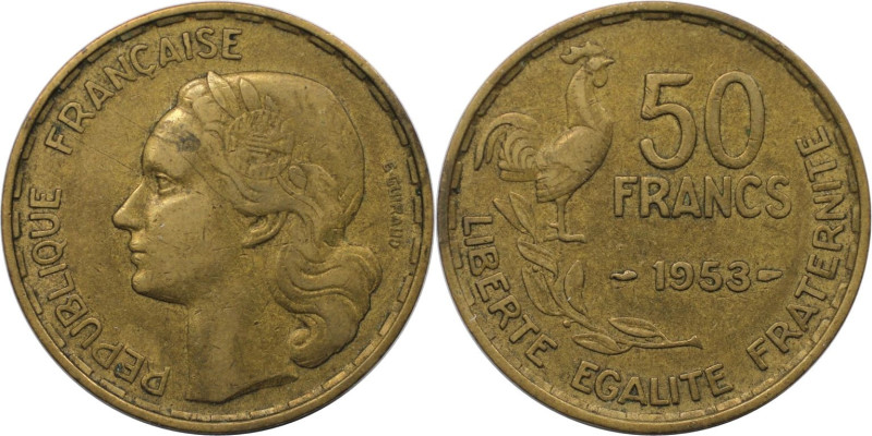 Europäische Münzen und Medaillen, Frankreich / France. 50 Francs 1953. Aluminium...