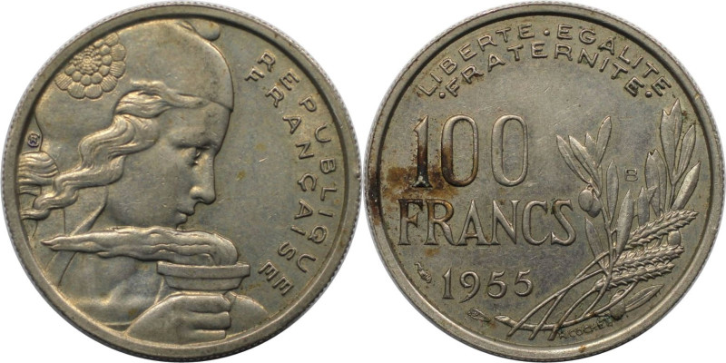 Europäische Münzen und Medaillen, Frankreich / France. 100 Francs 1955 B. Kupfer...