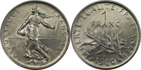 Europäische Münzen und Medaillen, Frankreich / France. 1 Franc 1960. Nickel. KM 925.1. Vorzüglich-stempelglanz