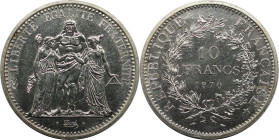 Europäische Münzen und Medaillen, Frankreich / France. Herkulesgruppe. 10 Francs 1970. 25,0 g. 0.900 Silber. 0.72 OZ. KM 932. Stempelglanz