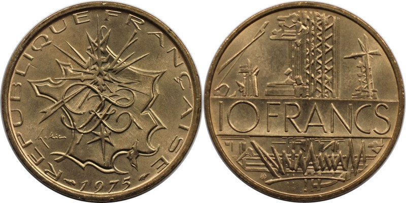 Europäische Münzen und Medaillen, Frankreich / France. 10 Francs 1975. Kupfer-Al...