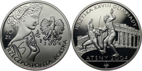 Europäische Münzen und Medaillen, Polen / Poland. Olympischen Spiele 2004 in Athen. 10 Zlotych 2004. 14,14 g. 0.925 Silber. 0.42 OZ. KM Y# 517. Polier...