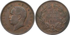 Europäische Münzen und Medaillen, Portugal. Luiz I. 20 Reis 1884, Bronze. KM 527. Vorzüglich