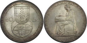 Europäische Münzen und Medaillen, Portugal. 25. Jahrestag der Finanzreform. 20 Escudos 1953. 21,0 g. 0.800 Silber. 0.54 OZ. KM 585. Stempelglanz