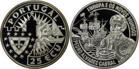 Europäische Münzen und Medaillen, Portugal. Pedro Alvares Cabral - Segelschiff. 25 Ecu 1996, Silber. Polierte Platte