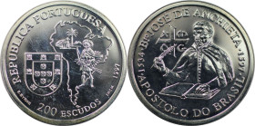 Europäische Münzen und Medaillen, Portugal. 400. Todestag von Jose de Anchieta. 200 Escudos 1997. 26,50 g. 0.925 Silber. 0.79 OZ. KM 699a. Polierte Pl...