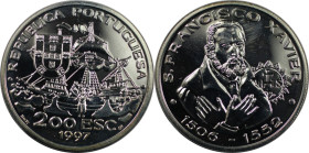 Europäische Münzen und Medaillen, Portugal. 445. Todestag des hl. Franz Xaver. 200 Escudos 1997. 26,50 g. 0.925 Silber. 0.79 OZ. KM 697a. Polierte Pla...