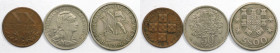 Europäische Münzen und Medaillen, Portugal, Lots und Sammlungen. 20 Centavos 1958, 50 Centavos 1955, 5 Escudo 1966. Lot von 3 Münzen. Bild ansehen Lot...