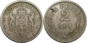 Europäische Münzen und Medaillen, Rumänien / Romania. Ferdinand I. 2 Lei 1924. Kupfer-Nickel. KM 47. Sehr schön+