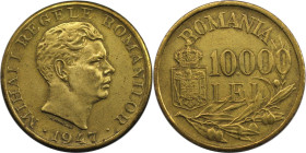 Europäische Münzen und Medaillen, Rumänien / Romania. Michael I. 10000 Lei 1947. Messing. KM 76. Vorzüglich