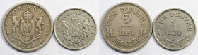 Europäische Münzen und Medaillen, Rumänien / Romania, Lots und Sammlungen. 1 Leu, 2 Lei 1924. Kupfer-Nickel. KM 46, 47. Lot von 2 Münzen. Sehr schön+...