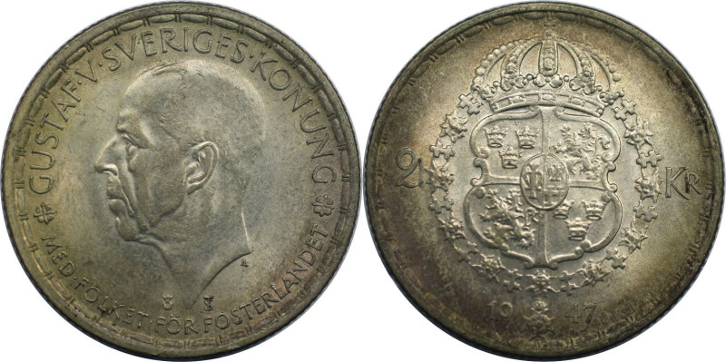 Europäische Münzen und Medaillen, Schweden / Sweden. Gustaf V. (1908-1950). 2 Kr...