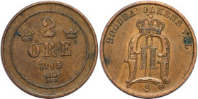 Europäische Münzen und Medaillen, Schweden / Sweden. Oskar II. 2 Öre 1905, Bronze. KM 746. Stempelglanz