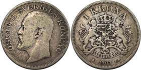 Europäische Münzen und Medaillen, Schweden / Sweden. Oskar II. (1872-1907). 1 Krona 1907. Silber. KM 772. Schön-sehr schön