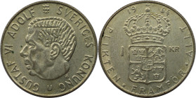 Europäische Münzen und Medaillen, Schweden / Sweden. Gustaf VI. Adolf (1950-1973). 1 Krone 1964 U. Silber. KM 826. Vorzüglich