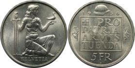 Europäische Münzen und Medaillen, Schweiz / Switzerland. Eidgenössische Wehranleihe. 5 Franken 1936 B. 15,0 g. 0.835 Silber. 0.40 OZ. KM 41. Stempelgl...