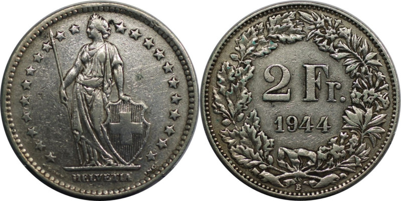 Europäische Münzen und Medaillen, Schweiz / Switzerland. Helvetia. 2 Franken 194...