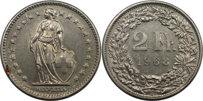 Europäische Münzen und Medaillen, Schweiz / Switzerland. 2 Franken 1968. Kupfer-...