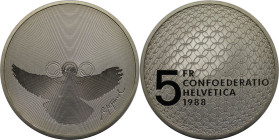 Europäische Münzen und Medaillen, Schweiz / Switzerland. Olympische Bewegung. 5 Franken 1988. Kupfer-Nickel. KM 67. Polierte Platte