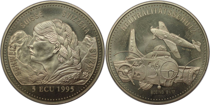 Europäische Münzen und Medaillen, Schweiz / Switzerland. 5 Ecu 1995. Stempelglan...