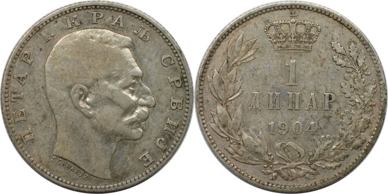 Europäische Münzen und Medaillen, Serbien / Serbia. Peter I. 1 Dinar 1904. Silbe...