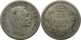 Europäische Münzen und Medaillen, Serbien / Serbia. Peter I. 50 Para 1904. Silber. KM 24.1. Sehr schön