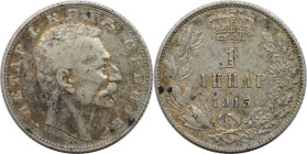 Europäische Münzen und Medaillen, Serbien / Serbia. Peter I. 1 Dinar 1915. Silber. KM 25.3. Sehr schön-vorzüglich. Kl.Flecken