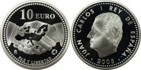 Europäische Münzen und Medaillen, Spanien / Spain. 60 Jahre Kriegsende. 10 Euro 2005. 27,0 g. 0.925 Silber. 0.80 OZ. KM 1065. Polierte Platte, Plastik...