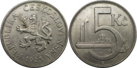 Europäische Münzen und Medaillen, Tschechoslowakei / Czechoslovakia. 5 Kronen 1925. Kupfer-Nickel. KM 10. Vorzüglich+