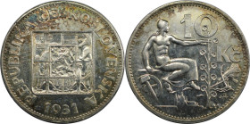 Europäische Münzen und Medaillen, Tschechoslowakei / Czechoslovakia. 10 Kronen 1931. Silber. KM 15. Sehr schön-vorzüglich