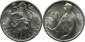 Europäische Münzen und Medaillen, Tschechoslowakei / Czechoslovakia. 3. Jahrestag des slowakischen Aufstandes. 50 Kronen 1947. 10,0 g. 0.500 Silber. 0...