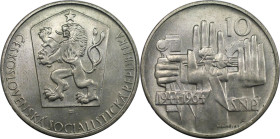Europäische Münzen und Medaillen, Tschechoslowakei / Czechoslovakia. 20. Jahrestag - Slowakischer Nationalaufstand. 10 Kronen 1964. 12,0 g. 0.500 Silb...