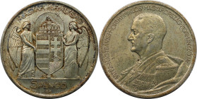 Europäische Münzen und Medaillen, Ungarn / Hungary. Admiral Horthy. 5 Pengö 1939. 25,0 g. 0.640 Silber. 0.51 OZ. KM 517. Fast Stempelglanz. Feine Pati...