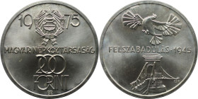 Europäische Münzen und Medaillen, Ungarn / Hungary. 30. Jahrestag der Befreiung. 200 Forint 1975. 28,0 g. 0.640 Silber. 0.58 OZ. KM 604. Stempelglanz...