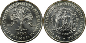 Europäische Münzen und Medaillen, Ungarn / Hungary. 1. Ungarischer Gold-Forint. 200 Forint 1978, Silber. 0.58 OZ. KM 614. Stempelglanz