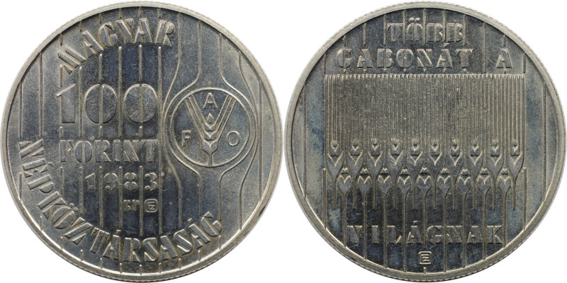 Europäische Münzen und Medaillen, Ungarn / Hungary. F.A.O. 100 Forint 1983, Kupf...