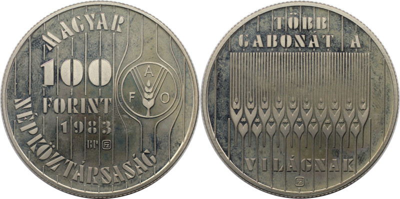 Europäische Münzen und Medaillen, Ungarn / Hungary. F.A.O. 100 Forint 1983, Kupf...