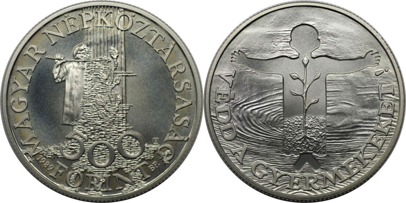 Europäische Münzen und Medaillen, Ungarn / Hungary. Kinderfond. 500 Forint 1989,...