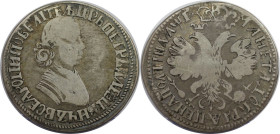 Russische Münzen und Medaillen, Peter I. (1699-1725). Poltina 1705. Moskau Kadashevsky, kyrillische Datierung. Silber. 13,53 g. Bitkin 545, Diakov 5. ...