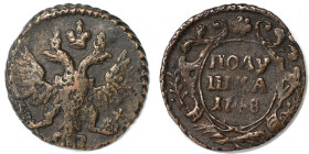 Russische Münzen und Medaillen, Elizabeth (1741-1762). Poluschka 1748. Kupfer. Bitkin 413. Sehr schön