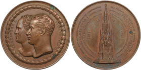 Russische Münzen und Medaillen, Alexander I. (1801-1825). Bronzemedaille 1818, von H. F. Brandt, auf die Grundsteinlegung des Siegesdenkmals auf dem K...