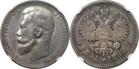 Russische Münzen und Medaillen, Nikolaus II. (1894-1918). 1 Rubel 1899 FZ, St. Petersburg. Silber. Bitkin 47. NGC AU 53