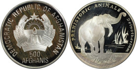 Weltmünzen und Medaillen, Afghanistan. Elefant. 500 Afghanis 1993. 16,0 g. 0.999 Silber. 0.51 OZ. KM 1020. Polierte Platte