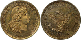 Weltmünzen und Medaillen, Argentinien / Argentina. USA. MÜNZE SPIELZEICHEN. Medaille "10 Dollars" ND. Messing. PCGS MS 62