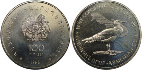 Weltmünzen und Medaillen, Armenien / Armenia. "ARMENIAN GULL". 100 Dram 1998. Kupfer-Nickel. KM 78. Stempelglanz