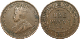 Weltmünzen und Medaillen, Australien / Australia. George V. 1 Penny 1913. Bronze. KM 23. Sehr schön-vorzüglich
