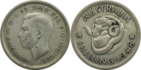 Weltmünzen und Medaillen, Australien / Australia. George VI. 1 Shilling 1948. Silber. KM 39a. Sehr schön